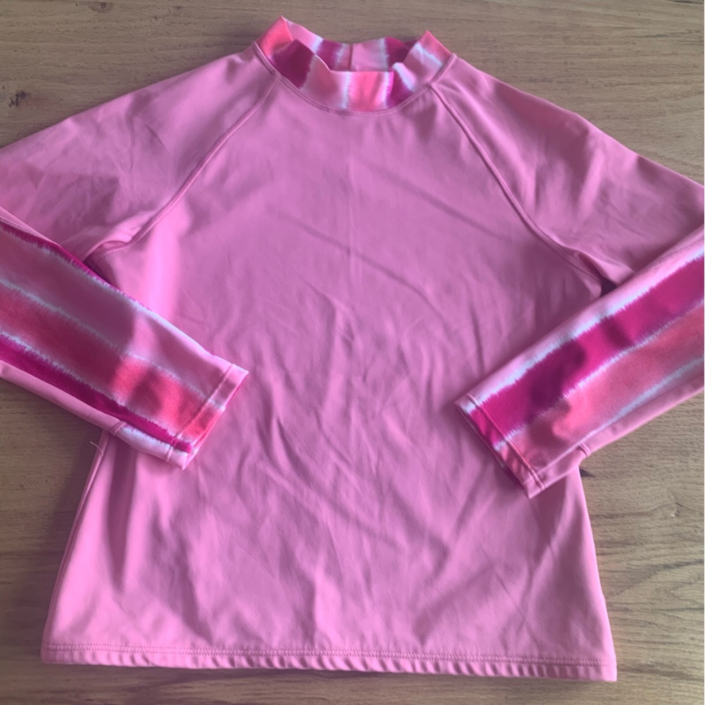 Lands End Tye Dye Rashguard Long Sleeve Pink Girls‎ Medium Preloved